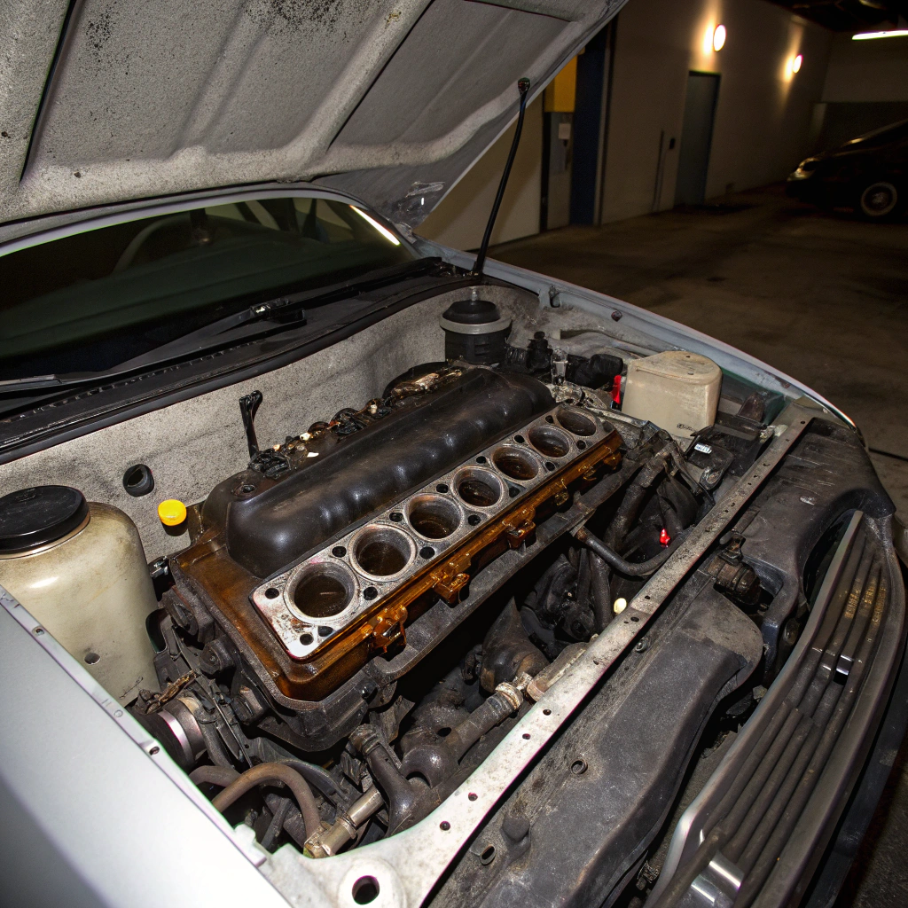 Before: Engine bay deep cleaning and detailing